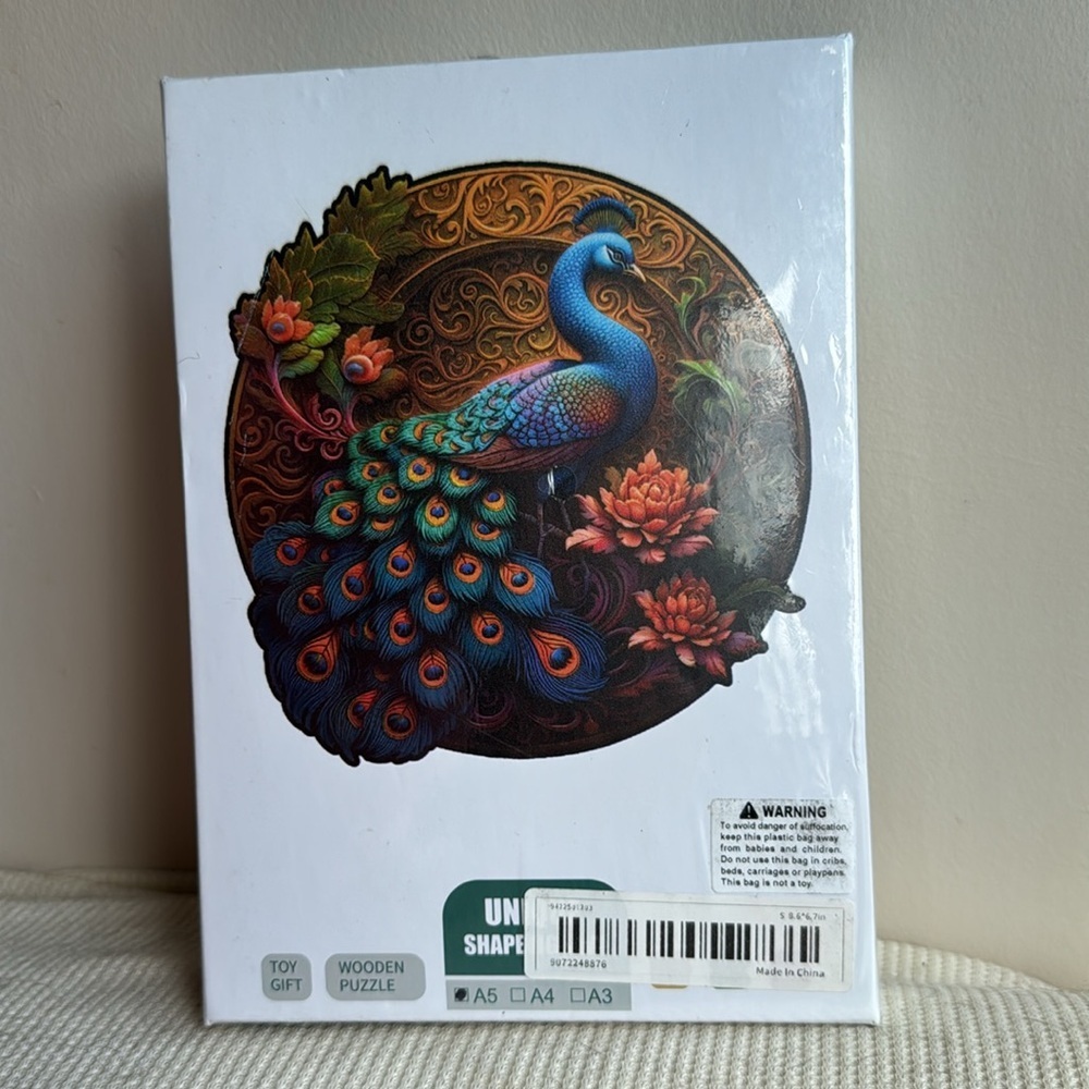 Peacock Puzzle with Vibrant Colors SMALL - Picture 6 of 7